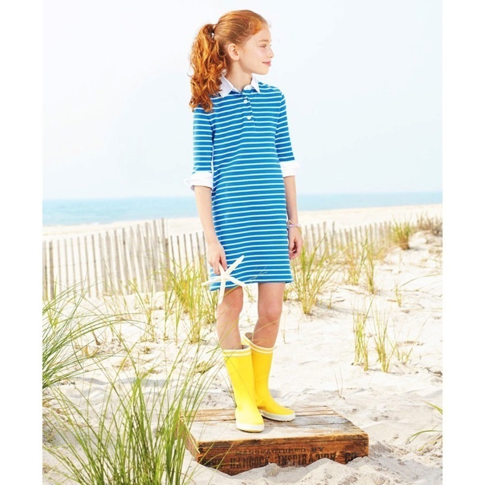 Brooks Brothers Striped Maritime Blue White Shirtdress Cotton Dress Medium M